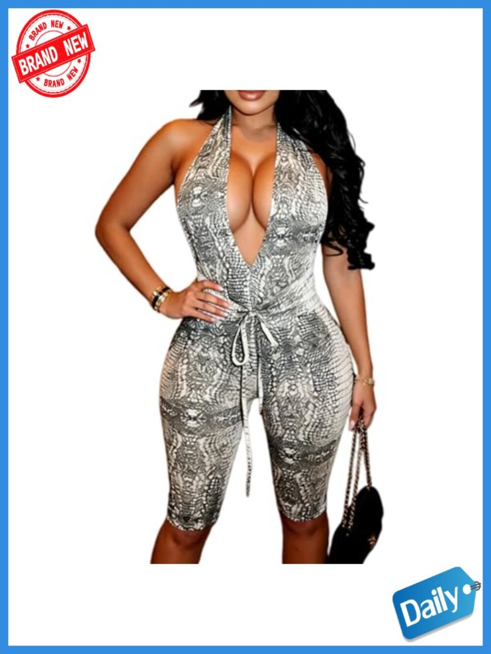 Women Capri Jumpsuit Bodycon Halter Backless Club Outfit